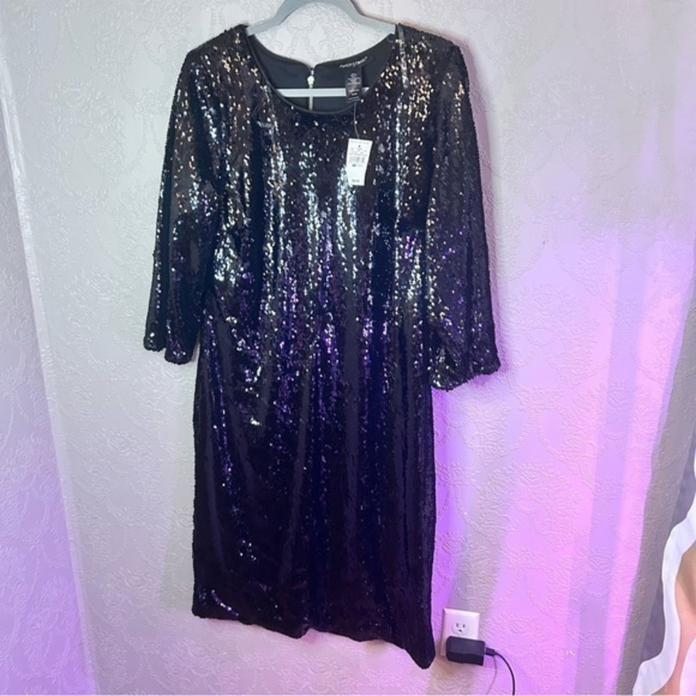 Elegant Black Sequin Dress Ashley Stewart Dress new nwt